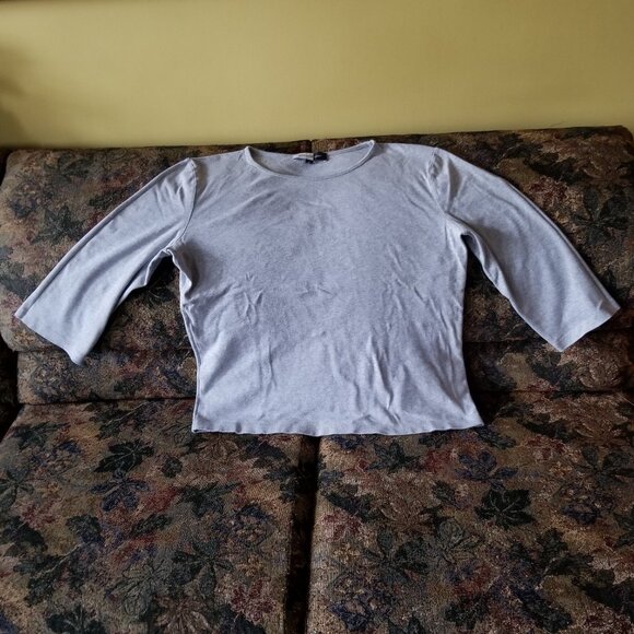 Light gray, 3/4 length sleeves, round neck, cotton top, Jones Wear Sudio, XL - Picture 1 of 6
